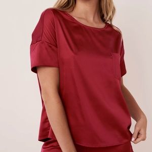 La Vie en Rose LUXURY EDITION Satin T-Shirt - Red Wine